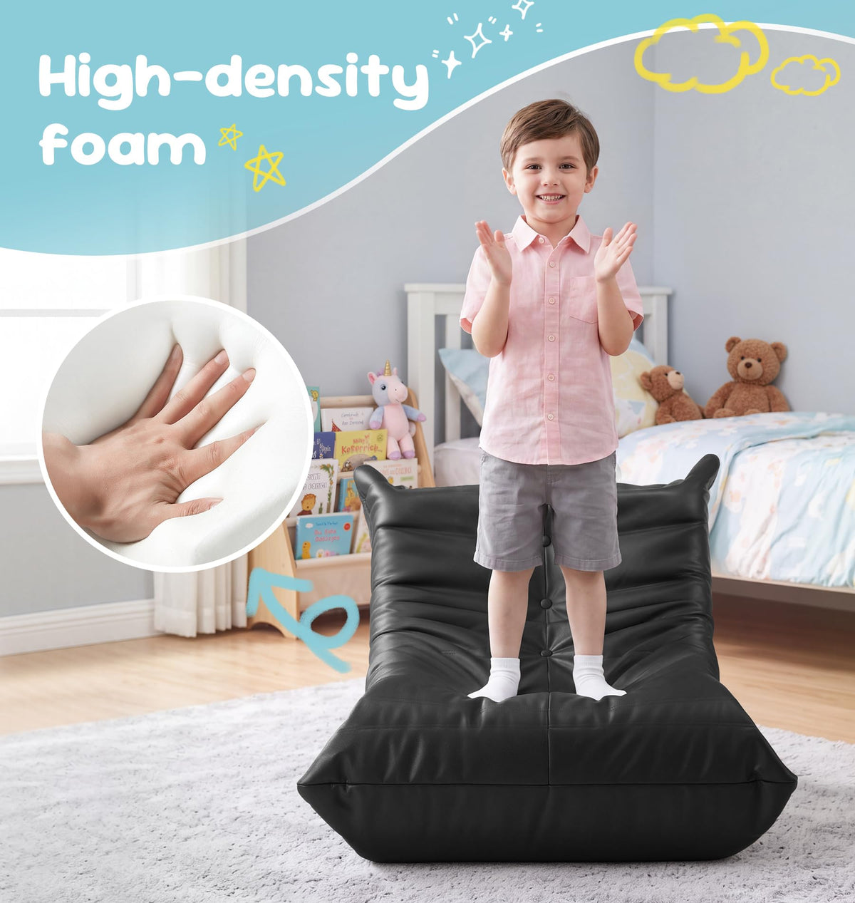 Hobestluk Bean Bag Chair Adult Leather Togo Chair Memory Foam Living Room