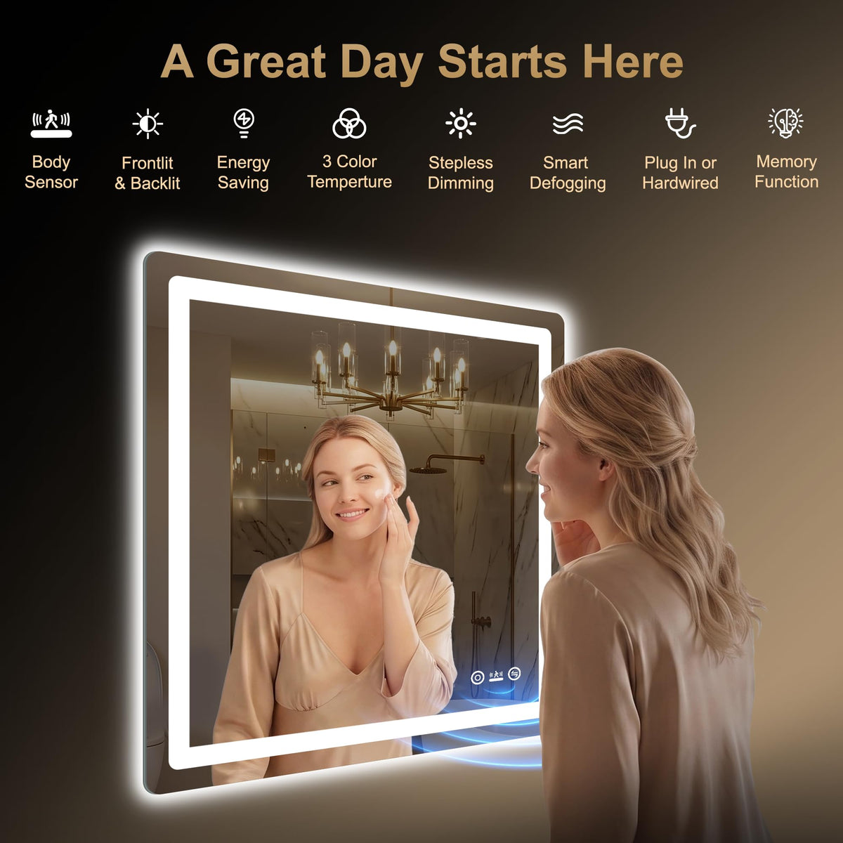 LED Bathroom Vanity Mirror with Lights, 30"x50", Motion Sensor Auto On/Off