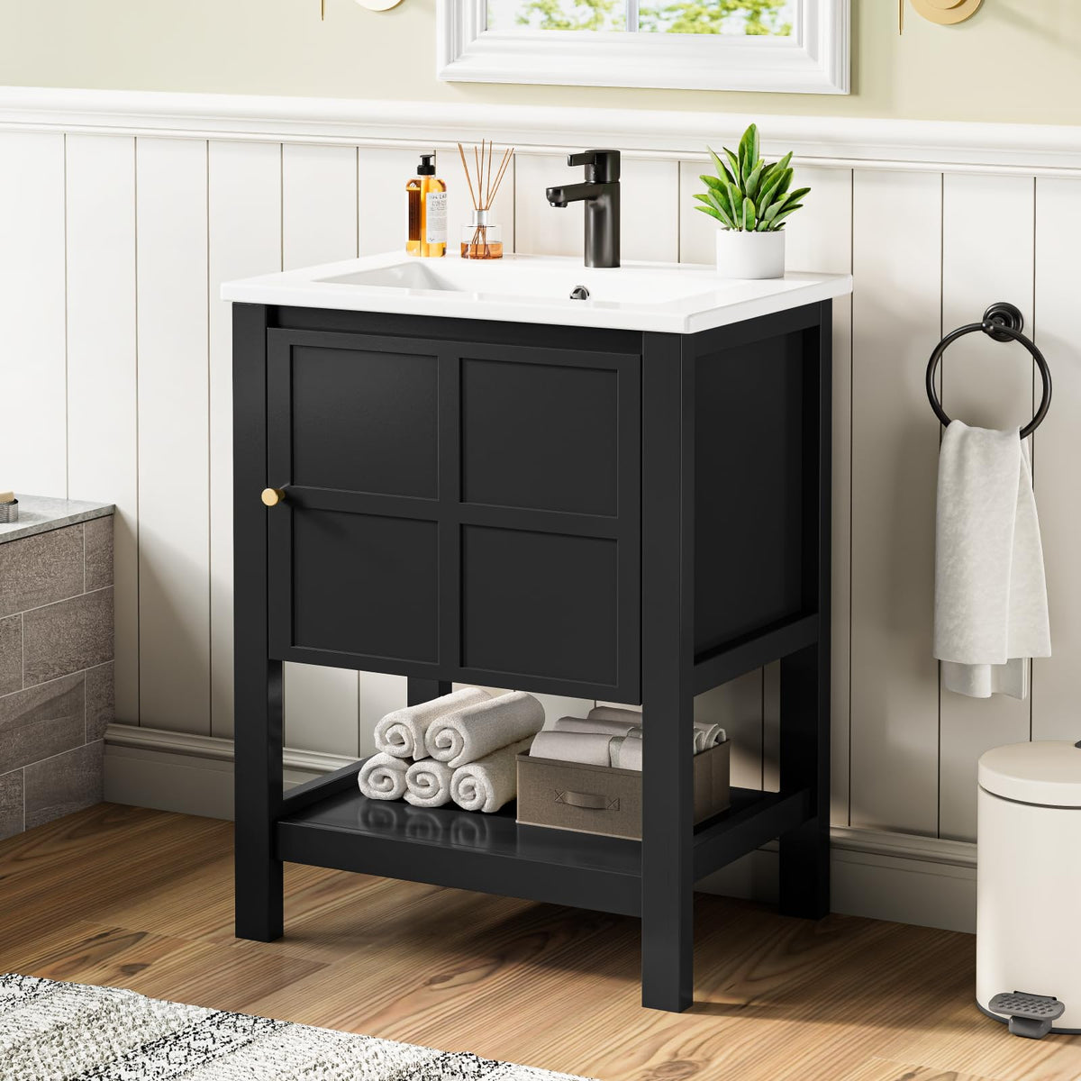 30" Bathroom Vanity with Sink, Sliding Barn Door & 3 Drawers