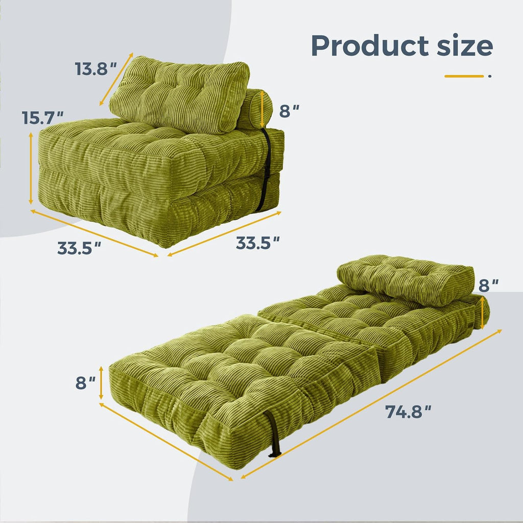 MAXYOYO Folding Sofa Bed, Convertible Chair Bed with Pillow
