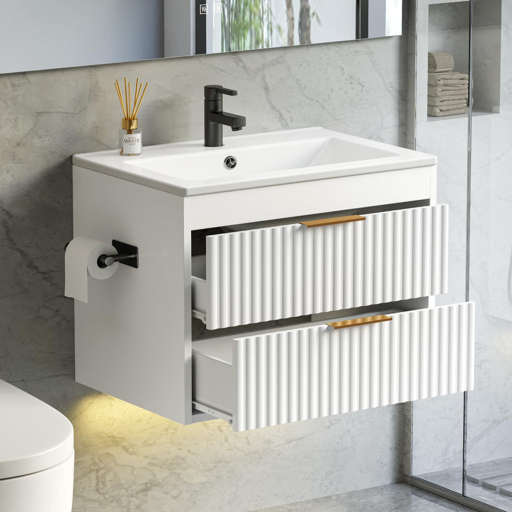 30" Bathroom Vanity with Sink, Wall Mounted Cabinet, Black