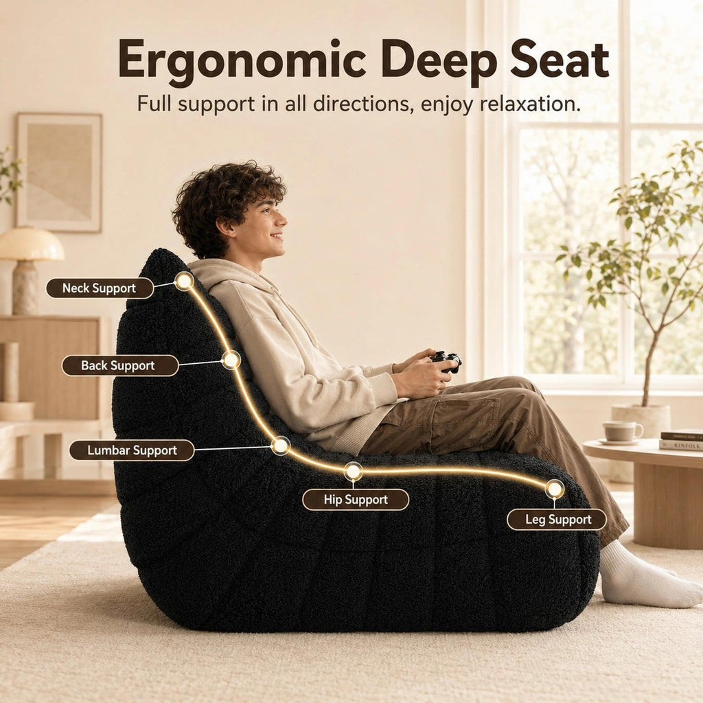 WHGBJA Giant Bean Bag Chair for Adults, Comfy Beanbag with Memory Foam