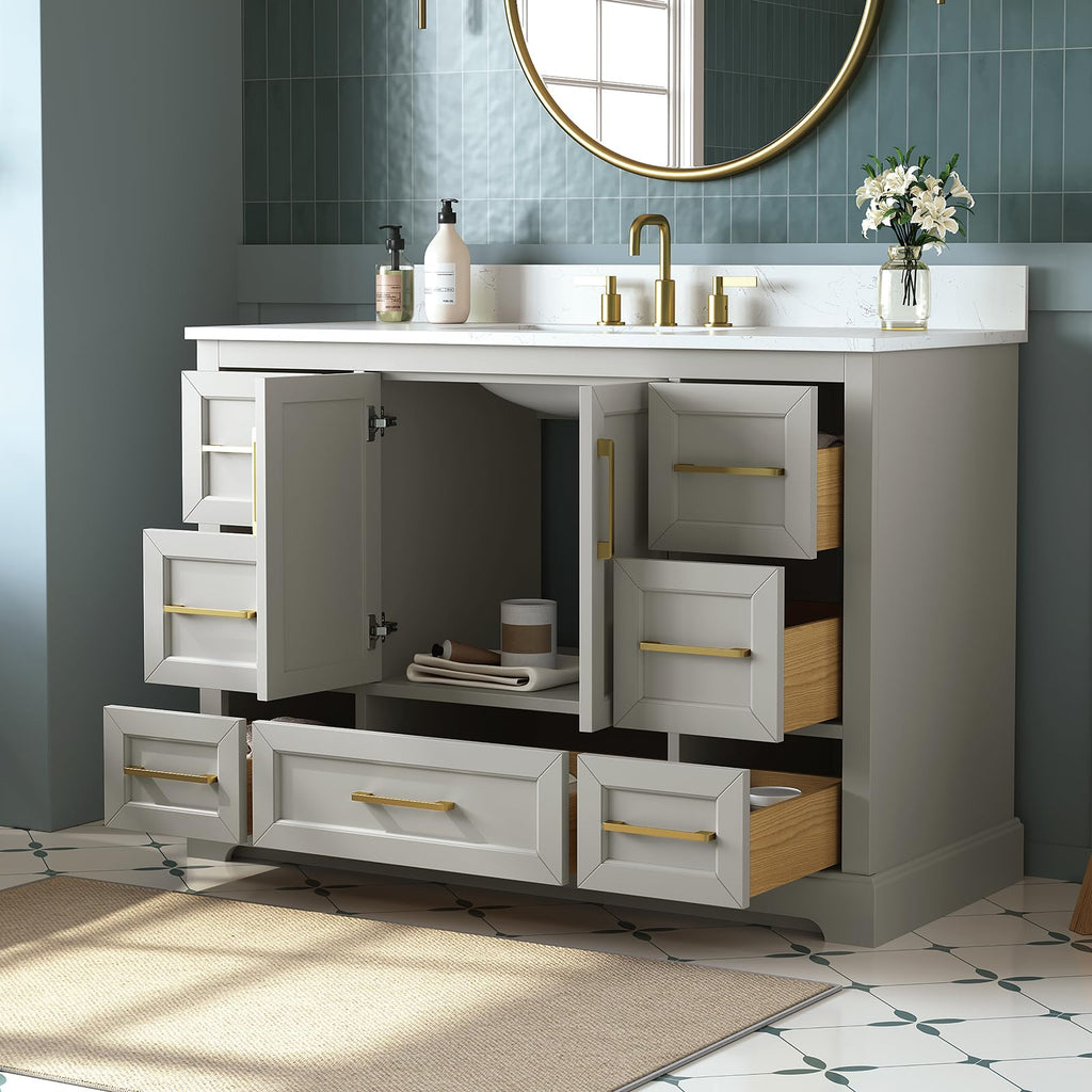 60 Inch Bathroom Vanity with Double Sink Combo, Greige