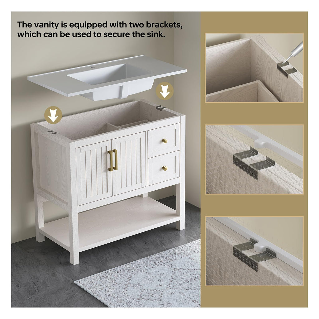 42 Inch Bathroom Vanity with Sink, Fully-Assembled, Walnut