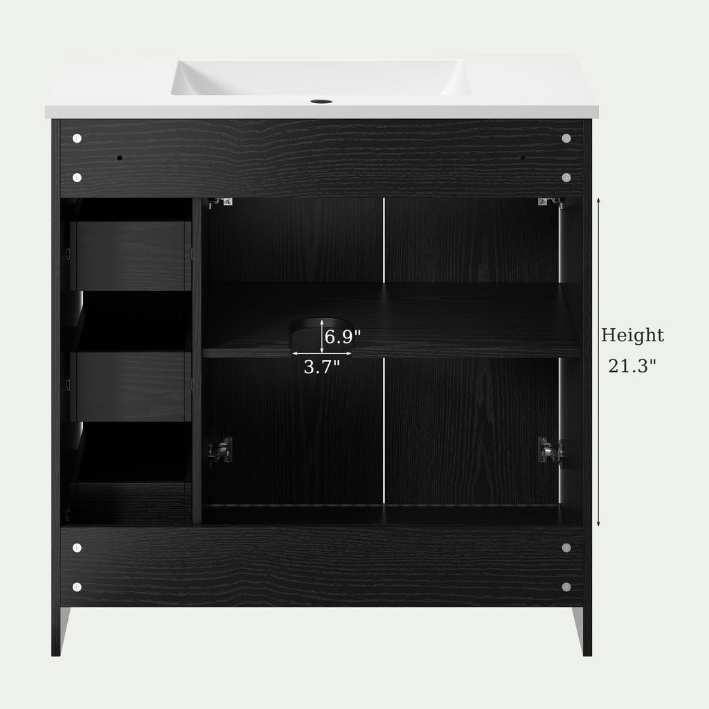 36" Bathroom Vanity with Sink Modern Oak