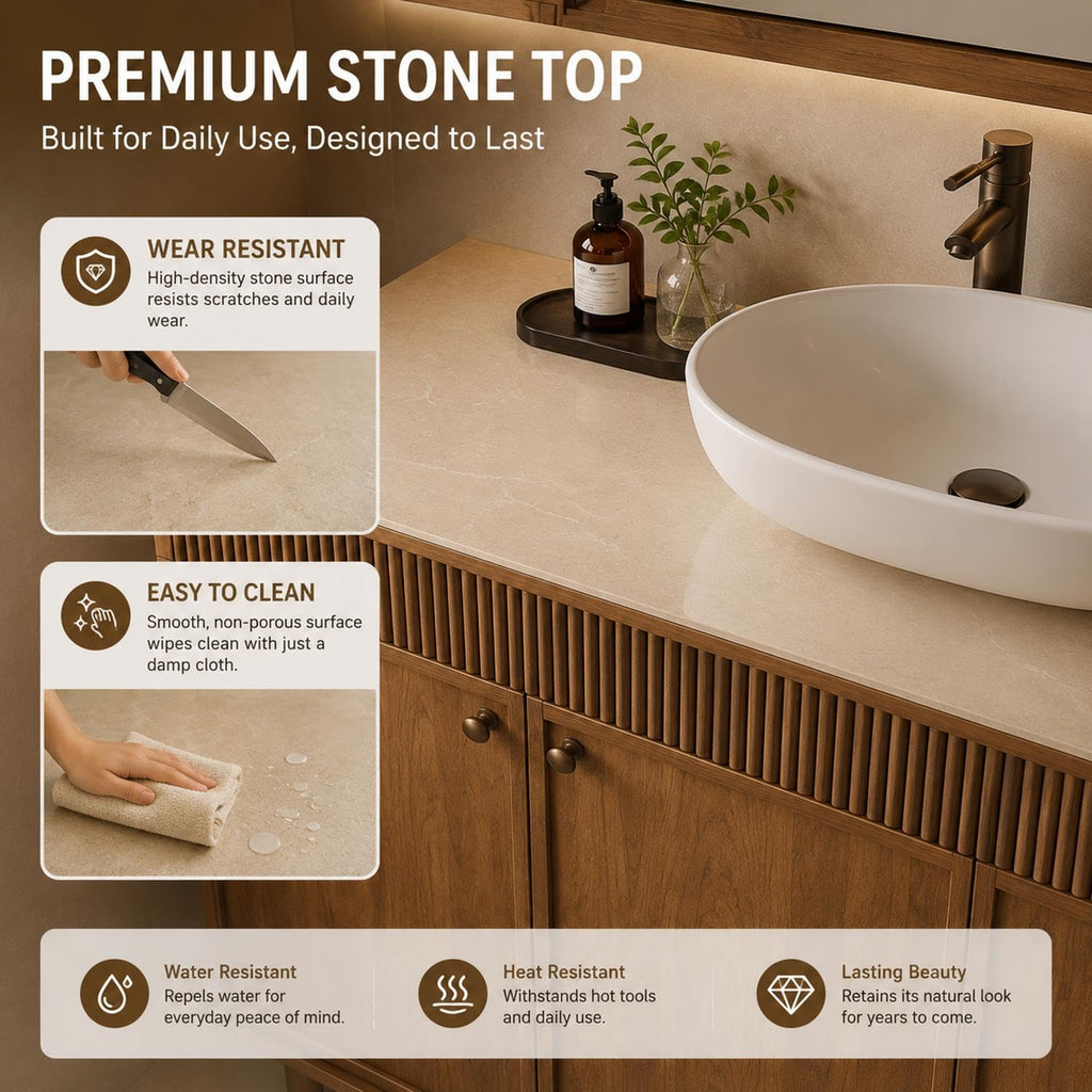 70 IN Freestanding Double Bathroom Vanity with Sinks & LED Mirror Cabinet