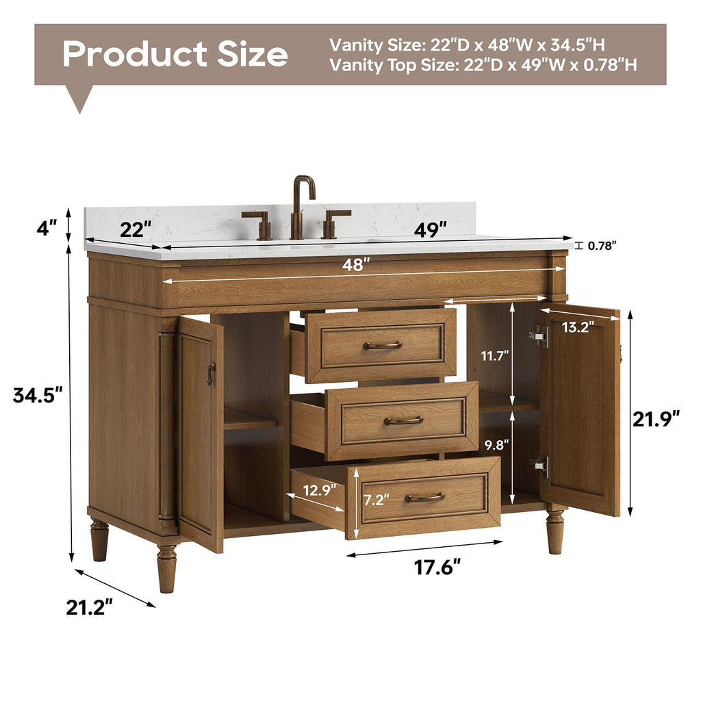48 Inch Bathroom Vanity with Sink, Fully Assembled, Green