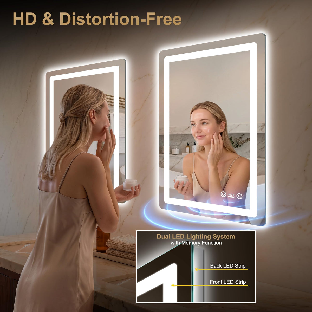 LED Bathroom Vanity Mirror with Lights, 30"x50", Motion Sensor Auto On/Off