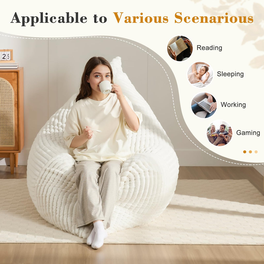 3-in-1 Giant Bean Bag Chair for Adults & Kids, Convertible Floor Sofa to Mattress, Memory Foam Beanbag Chair with Washable Cover, Multi Functional Lounge Couch for Bedroom, Living Room (Dark Grey)