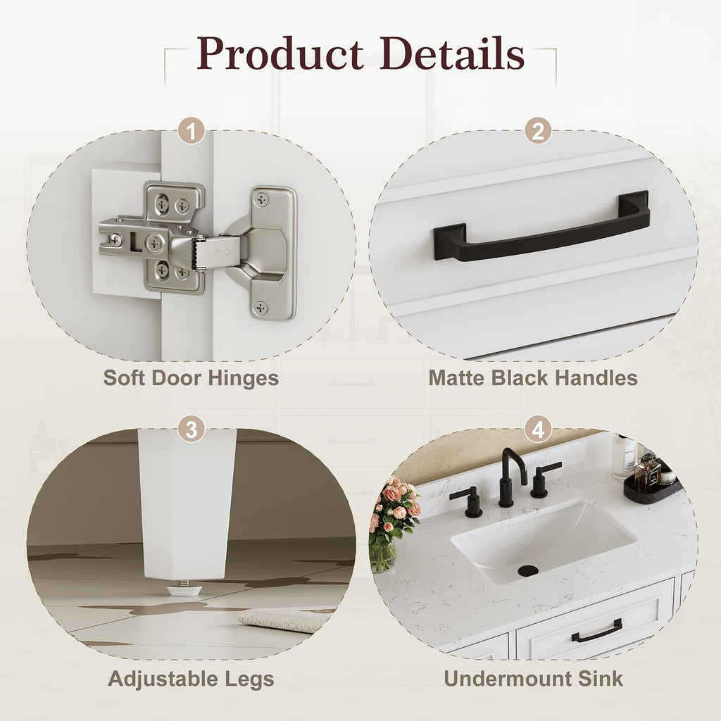 60 Inch Bathroom Vanity with Sink, Fully Assembled, Green
