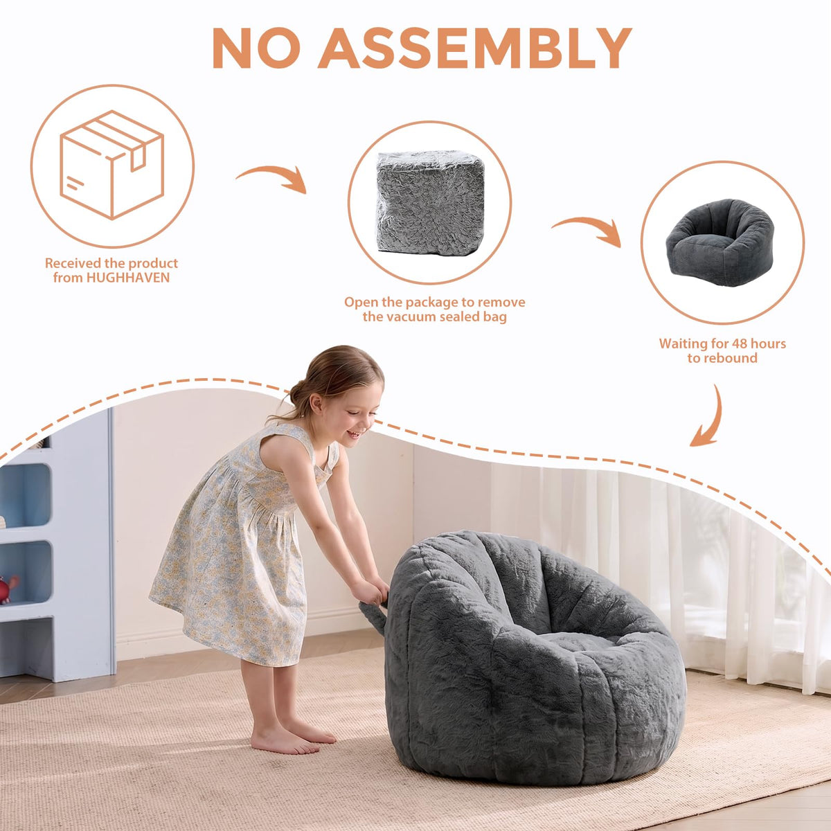 HUGHEAVEN Max Giant Bean Bag Chair, Bean Bag Sofa for Adults & Teens