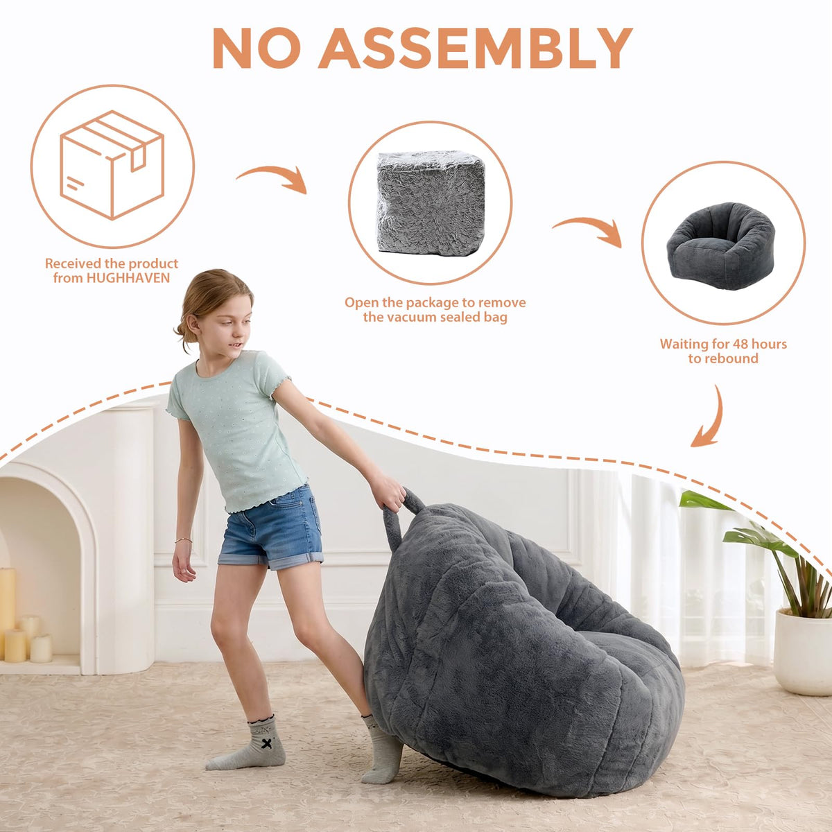 HUGHEAVEN Max Giant Bean Bag Chair, Bean Bag Sofa for Adults & Teens