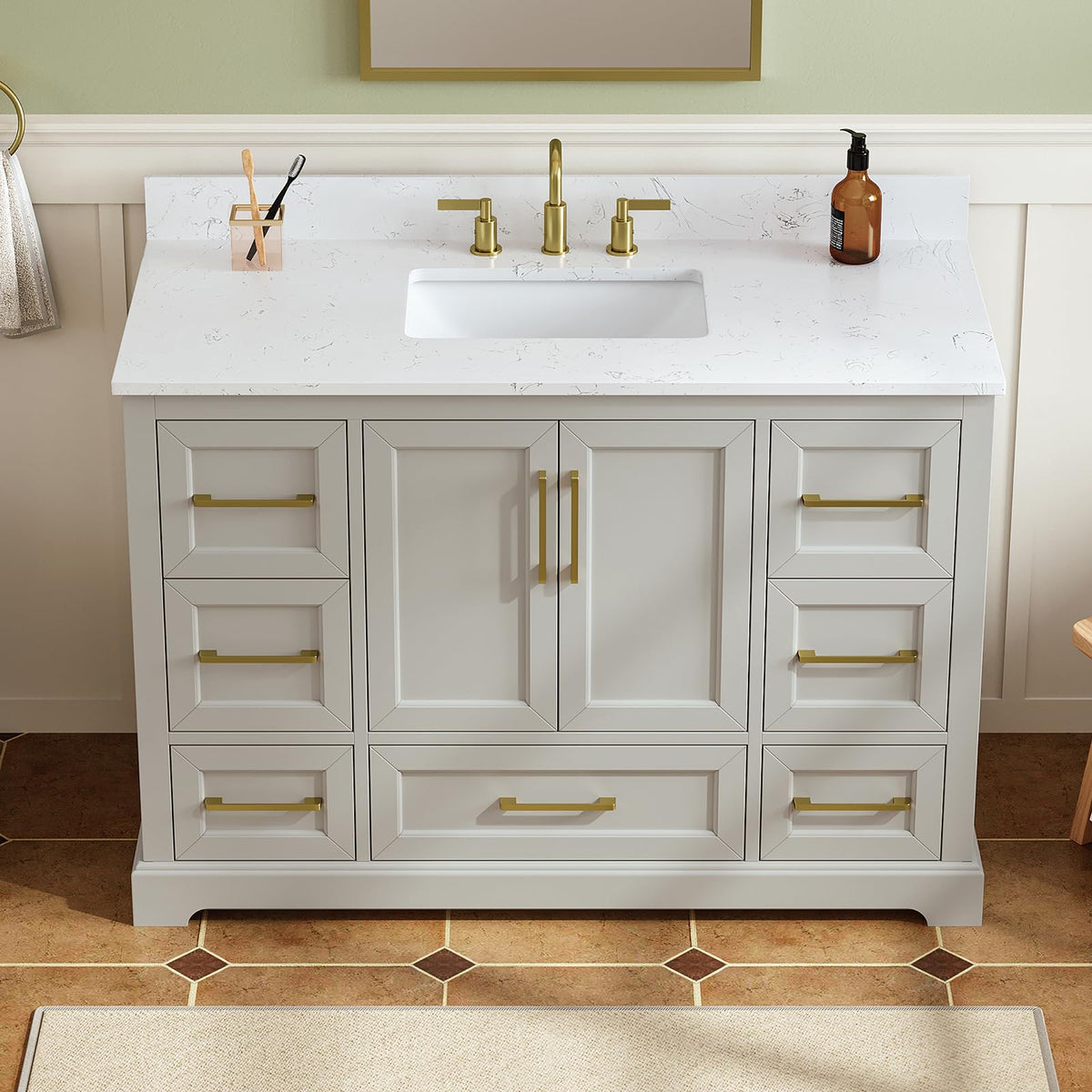 48 inch Bathroom Vanity with Sink, Green