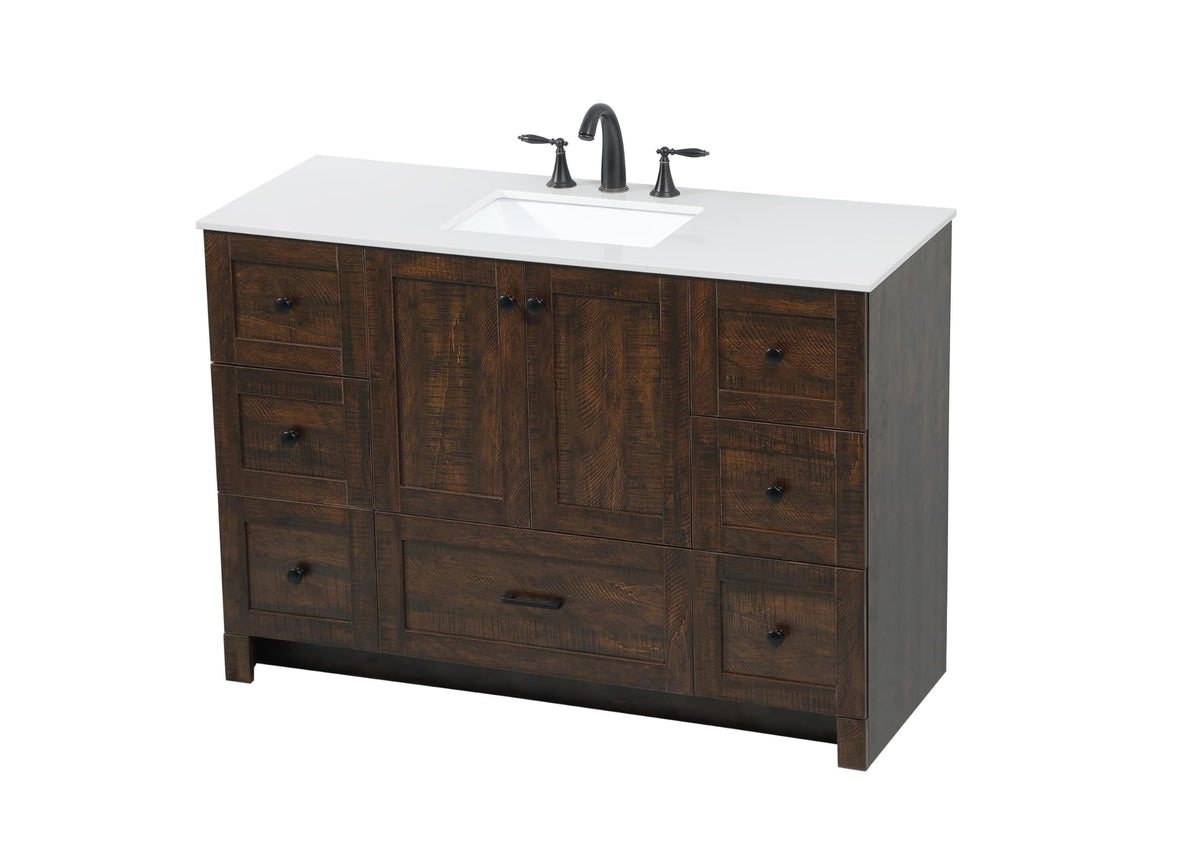 18" Pre-Assembled Bathroom Vanity with Sink, Engineered Wood, Ivory White Engineered Marble Countertop Included, Single Oval Porcelain Sink, 1 Soft-Close Drawers, Expresso