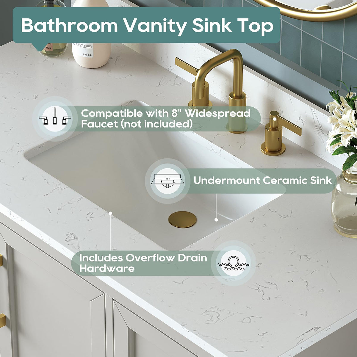 60 Inch Bathroom Vanity with Double Sink Combo, Greige