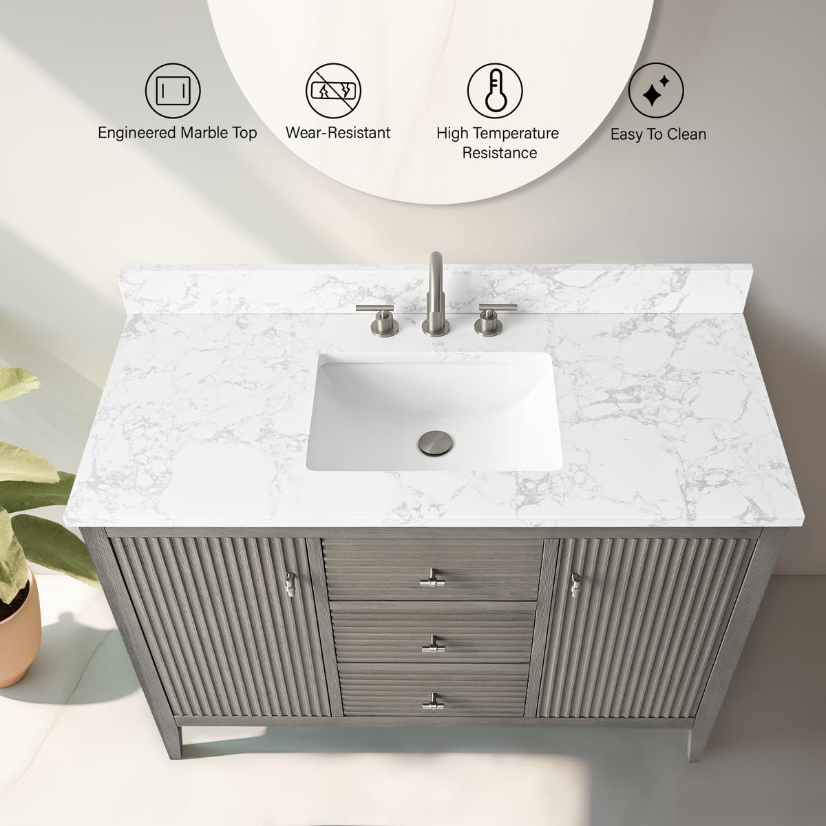 Vanity Art 84 inch Bathroom Vanity with Double Sink & Ceramic Top, Vanity Cabinet with Soft-Closing Door, Solid Wood Frame, Linear Pattern, Walnut, Golden Brushed Handware,Vintage Green