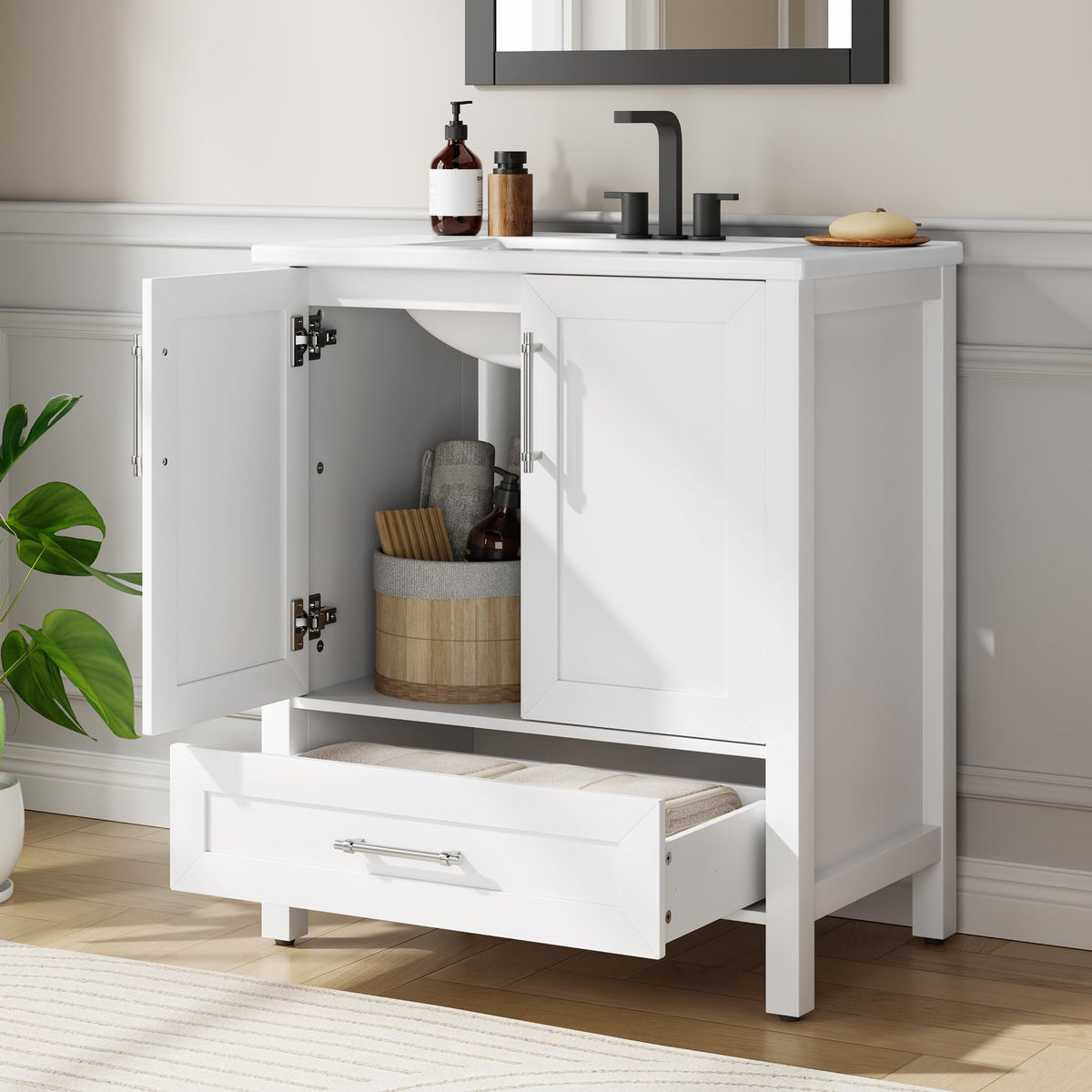 Garvee 24" Bathroom Vanity with Sink, Freestanding Bathroom Cabinet