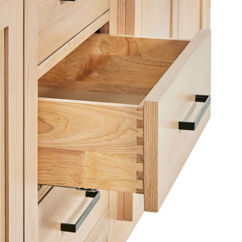 ARIEL Hepburn 92 Inch Includes 20 Inch Linen Cabinet and 1 of 72 Inch Double Rectangle Sink Bathroom Vanity with Carrara White Quartz Countertop 1.5 Inch in Natural Oak