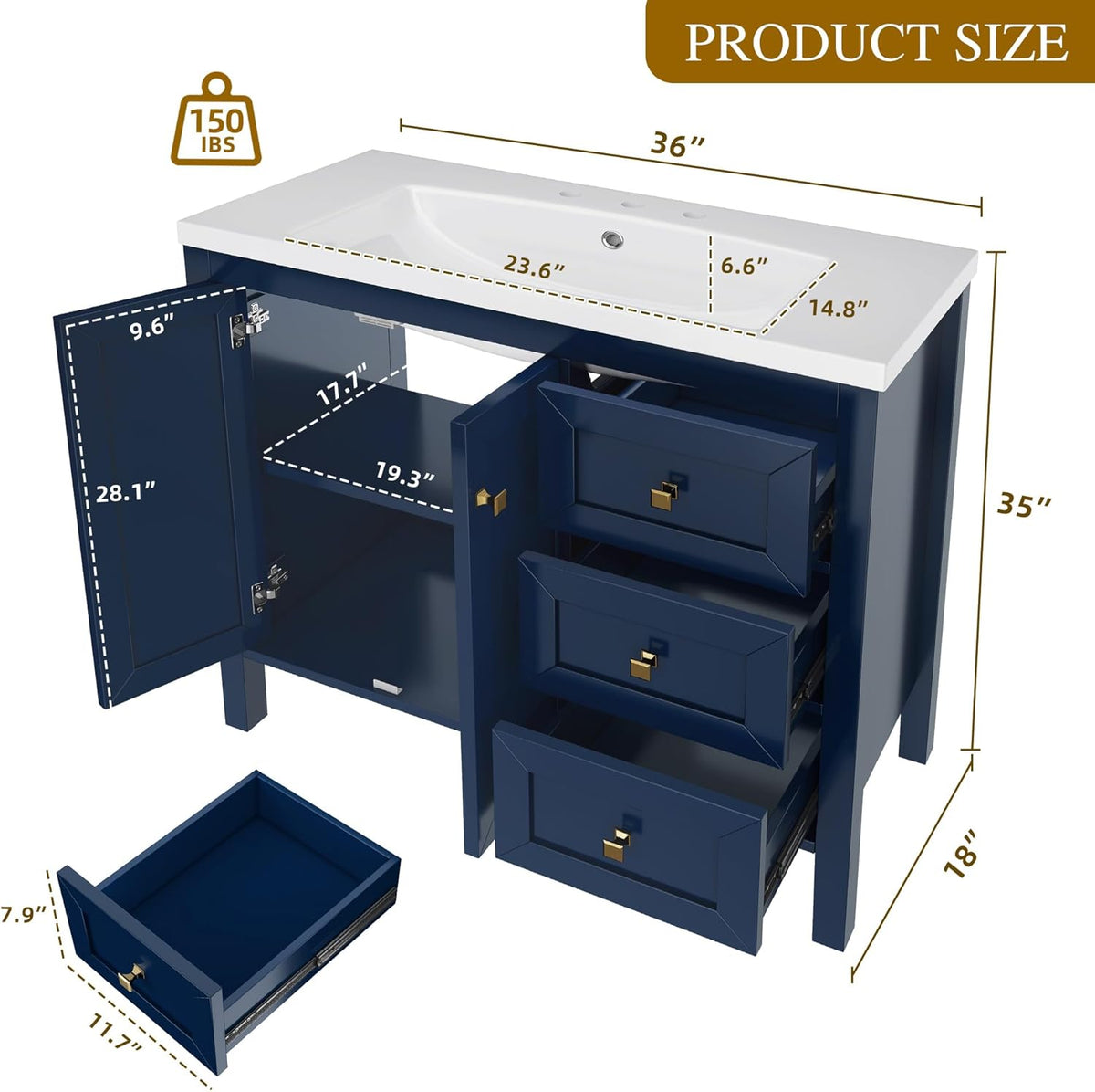 YITAHOME 36 inch Bathroom Vanity with Sink