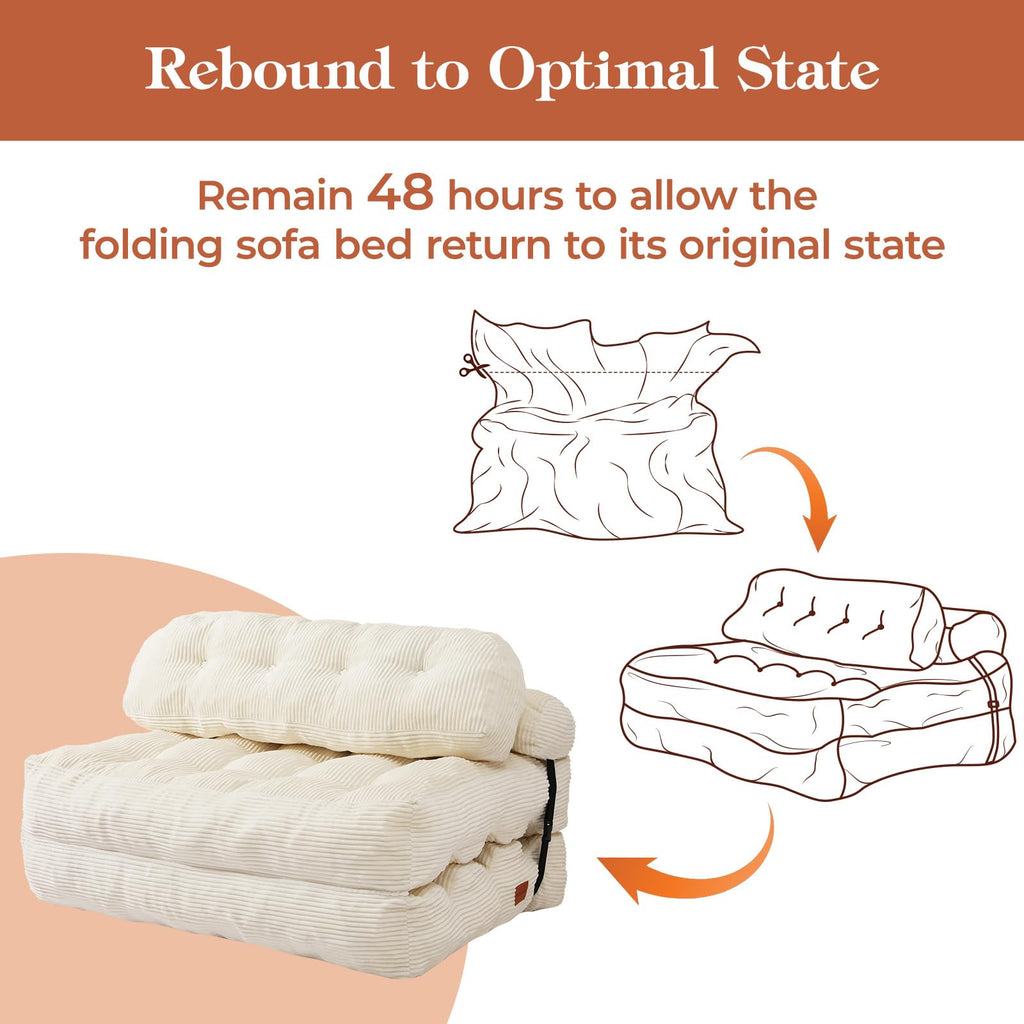Folding Sofa Bed, Convertible Sleeper Chair with Back Support and Pillow