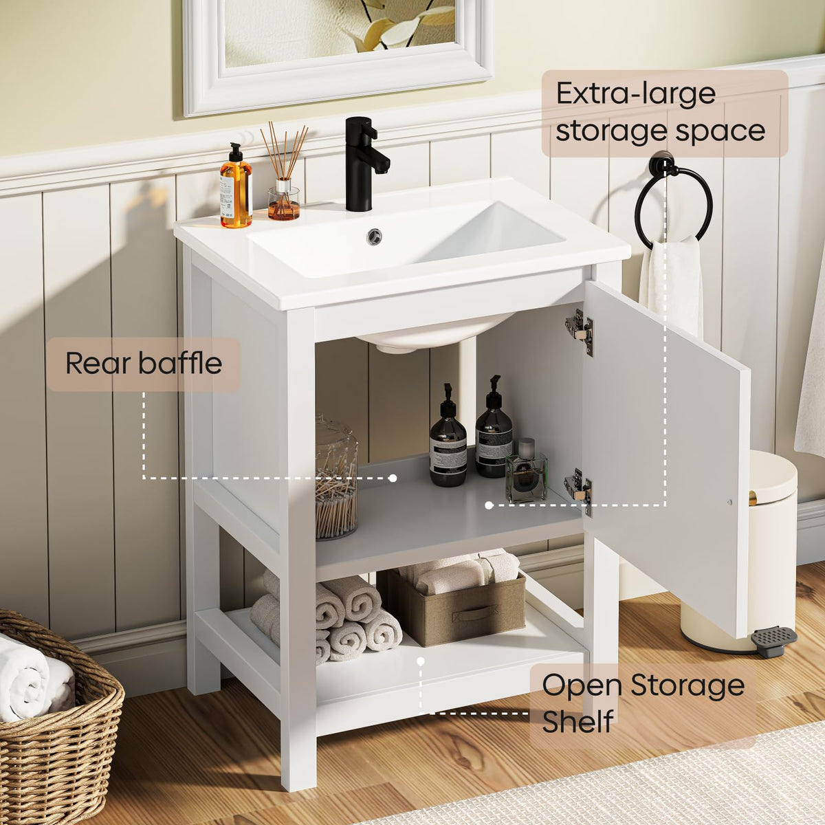 30" Bathroom Vanity with Sink, Sliding Barn Door & 3 Drawers