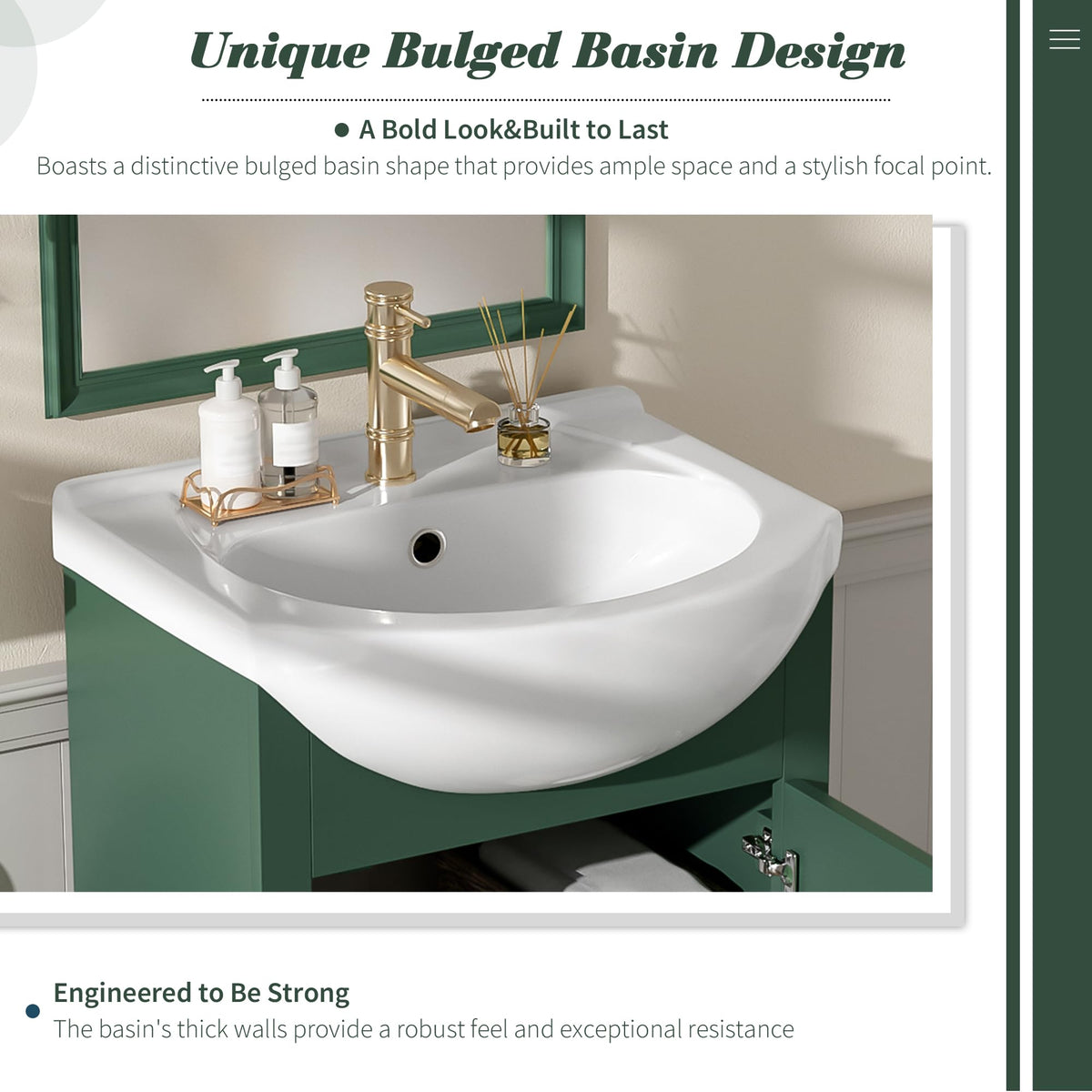 YOPTO 20" Bathroom Vanity with Ceramic Sink, French Style, Black