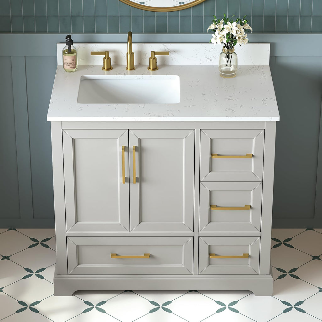 60 Inch Bathroom Vanity with Double Sink Combo, Greige