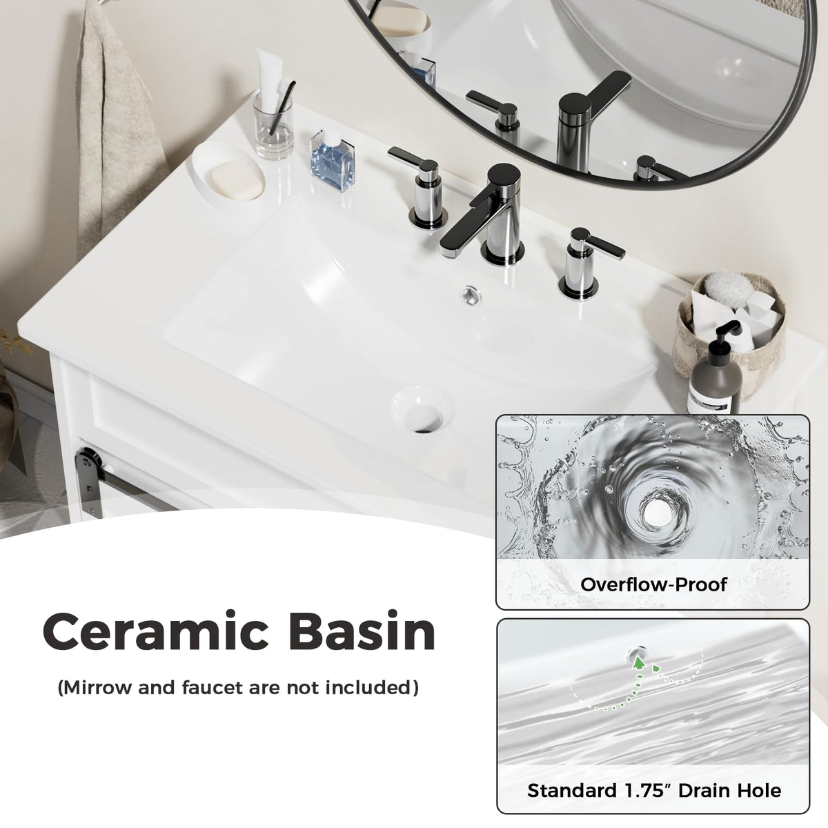 30" Bathroom Vanity with Sink, Sliding Barn Door & 3 Drawers