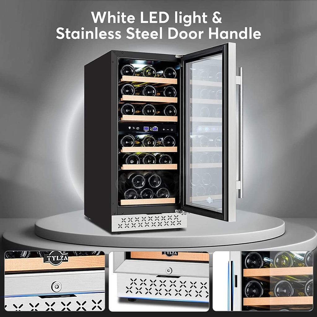 Tylza 24" Dual Zone Wine and Beverage Cooler Quiet Compressor