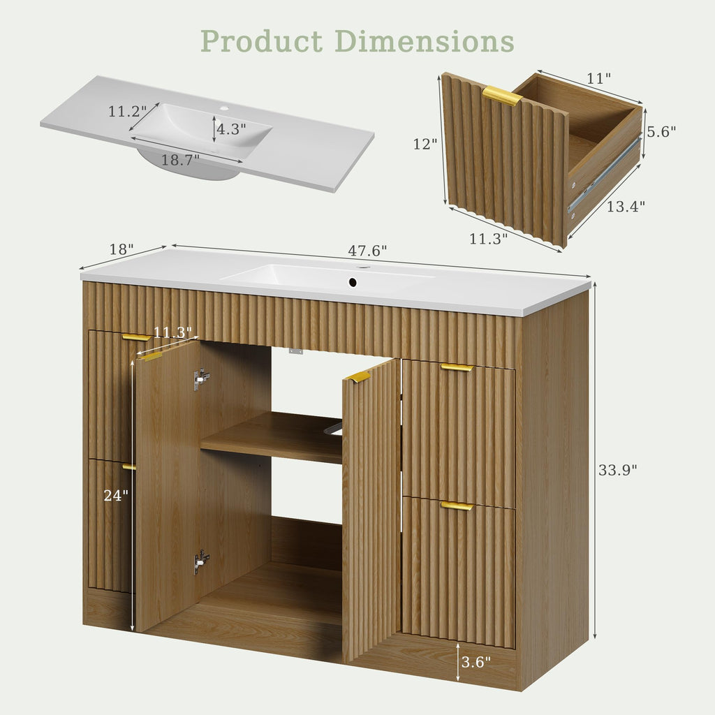 36" Bathroom Vanity with Sink Modern Oak