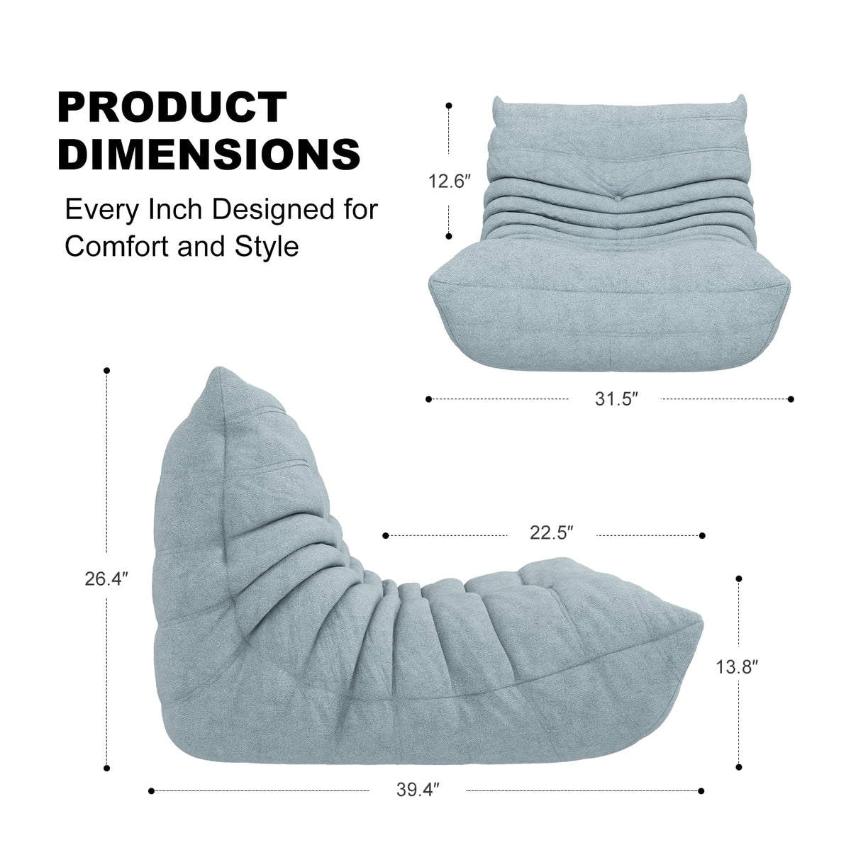 Bean Bag Chair for Adults, Memory Foam Bean Bag Sofa with Waterproof Fabric