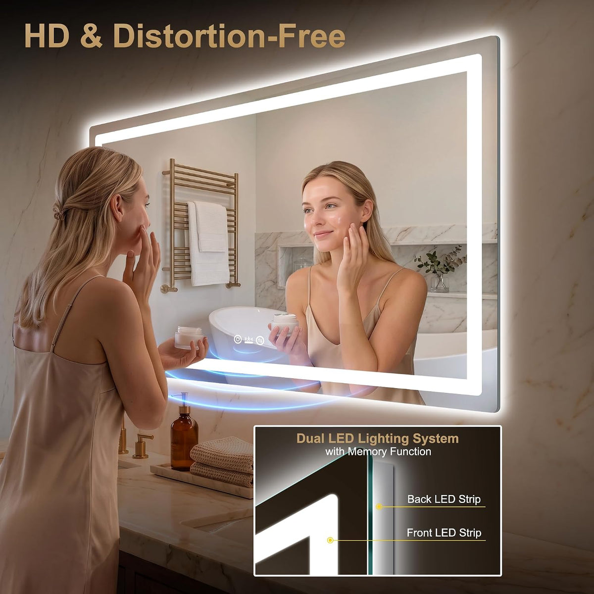 LED Bathroom Vanity Mirror with Lights, 30"x50", Motion Sensor Auto On/Off