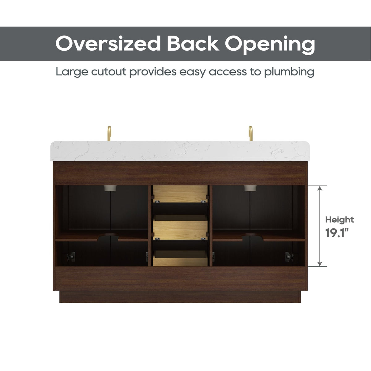 60 Inch Bathroom Vanity with Double Sink Combo, Greige