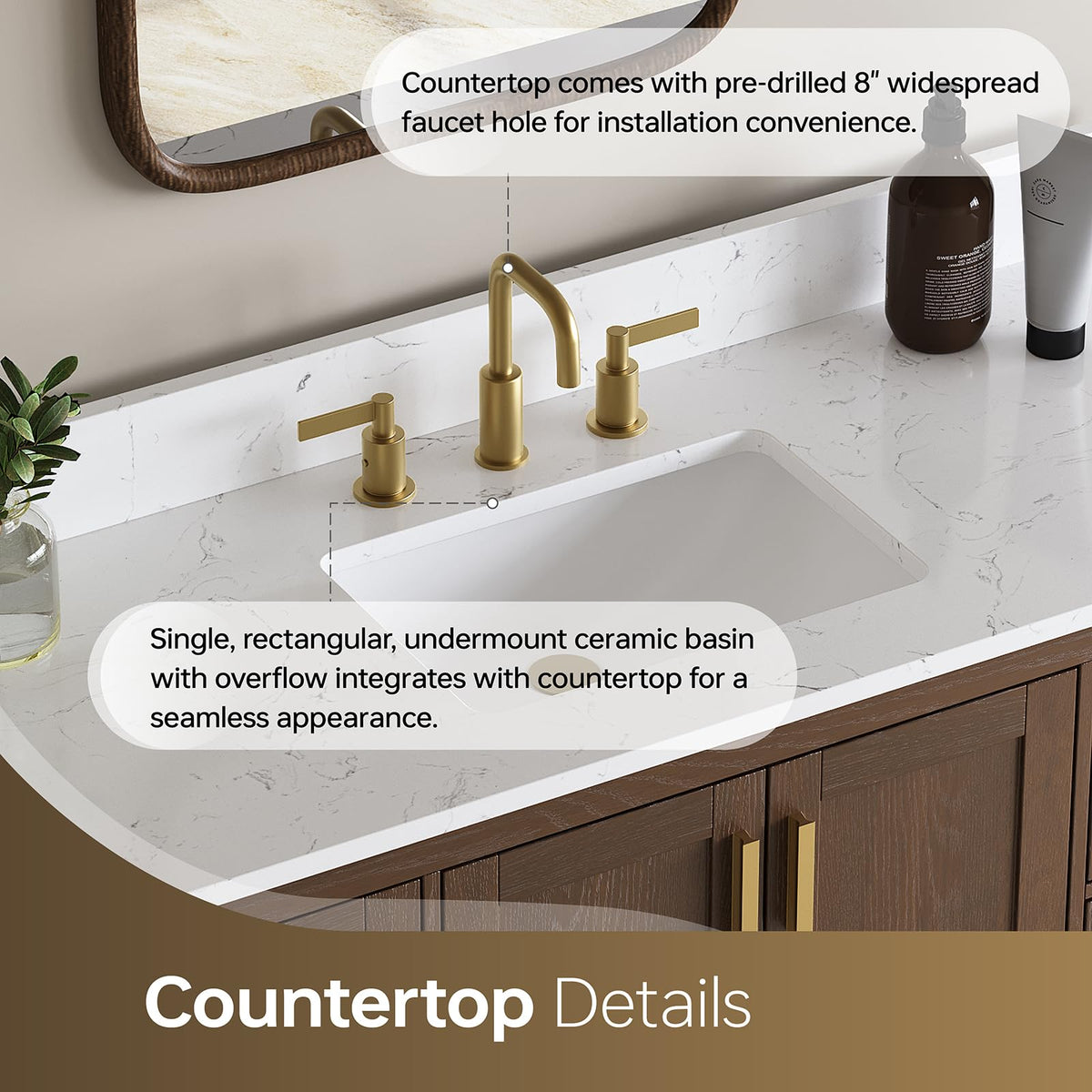 42 Inch Bathroom Vanity with Sink, Fully-Assembled, Walnut