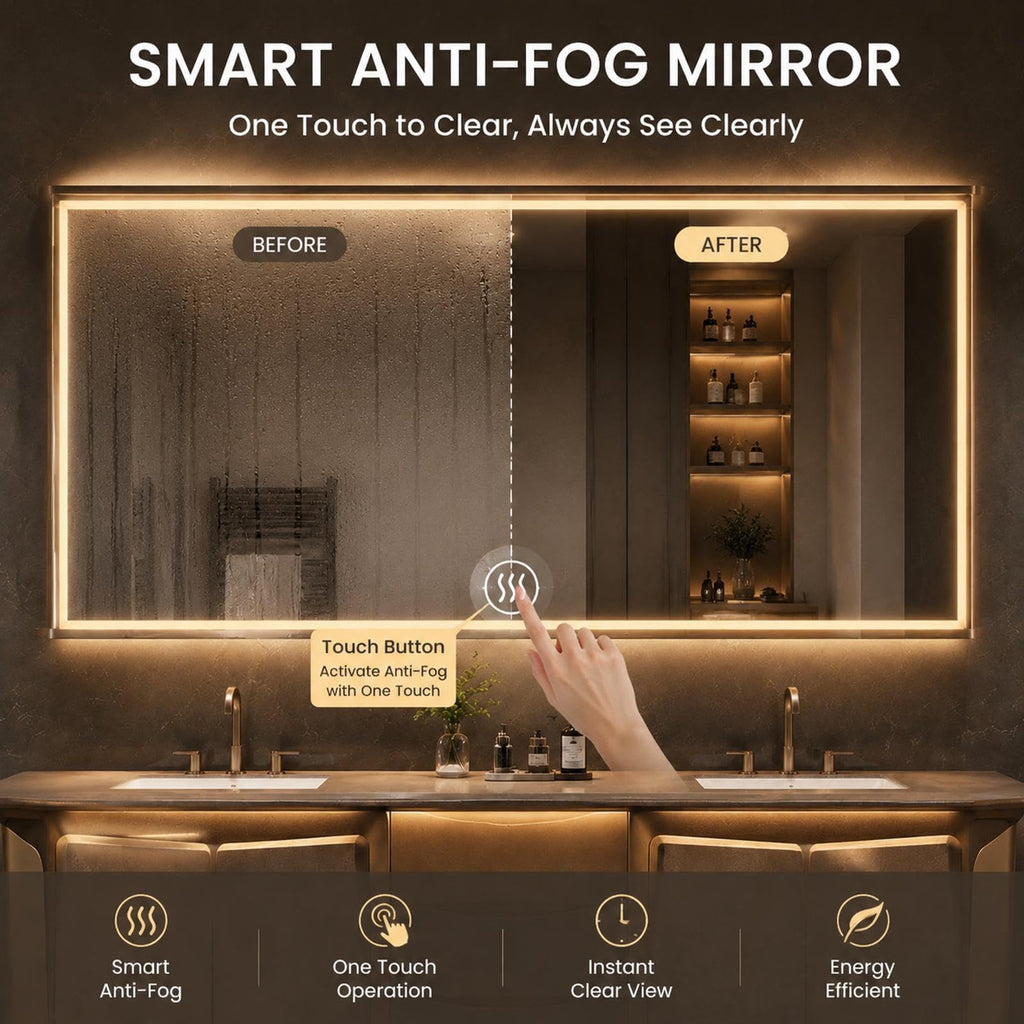 78 IN Freestanding Double-Sink Bathroom Vanity with LED Mirror Cabinet