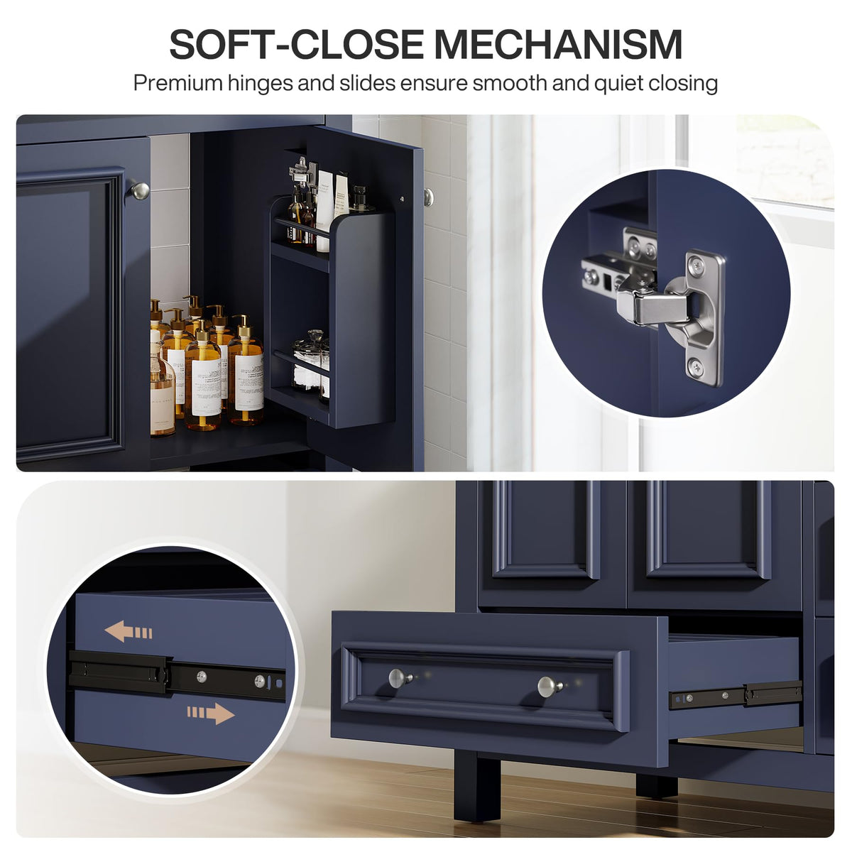 Tribesigns 30" Bathroom Vanity with Sink, Freestanding Bathroom Vanities Cabinet with Ceramic Basin Combo, Bathroom Sink Cabinet with 2 Doors and 1 Drawer, Solid Wooden Frame (Navy Blue, 30 INCH)