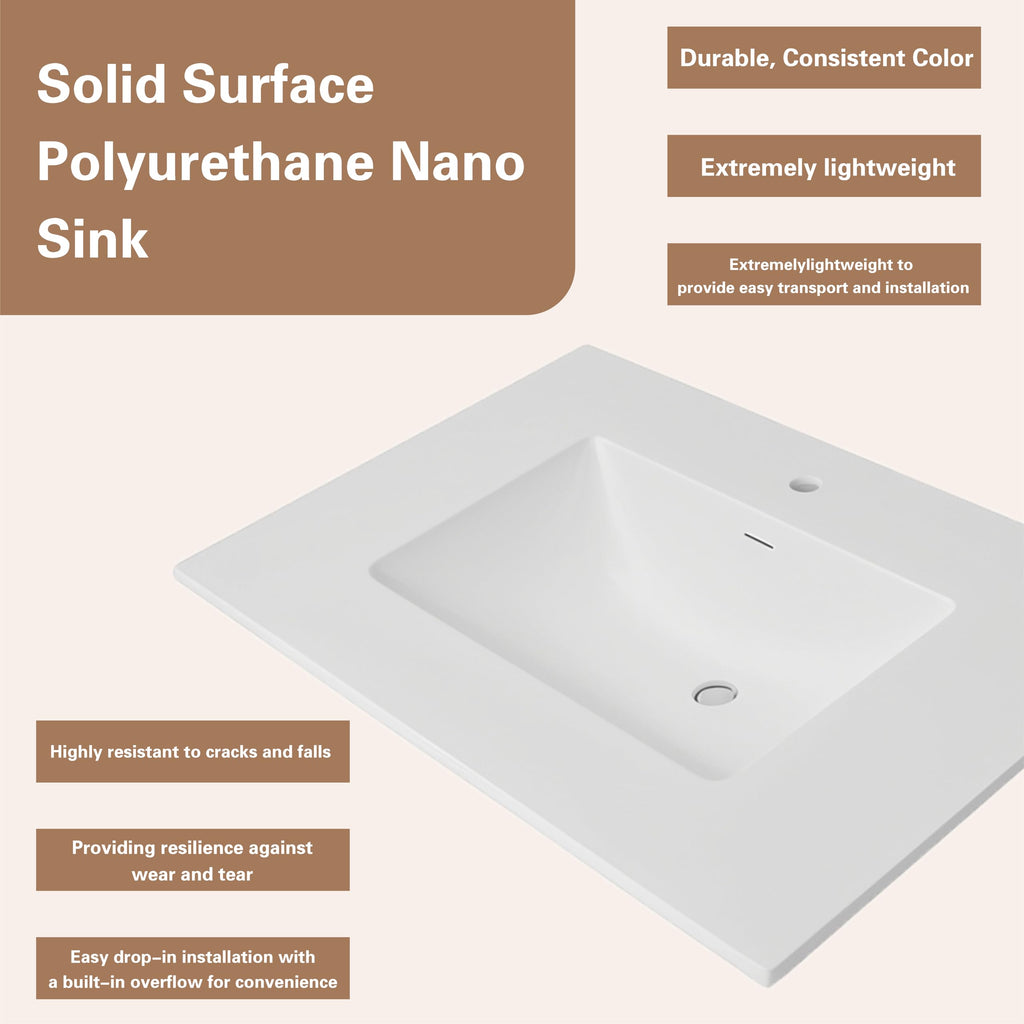 36" Maple Walnut Bathroom Vanity Base â Ready-to-Assemble Sink Cabinet with Drawers, Shaker Style Storage, Base Only, No Top or Sink
