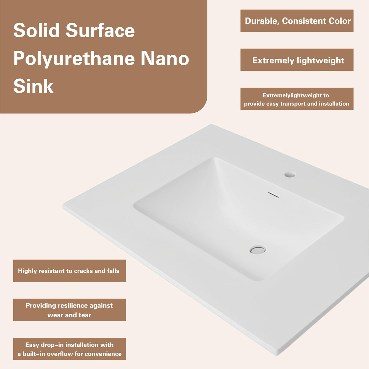 36" Maple Walnut Bathroom Vanity Base â Ready-to-Assemble Sink Cabinet with Drawers, Shaker Style Storage, Base Only, No Top or Sink