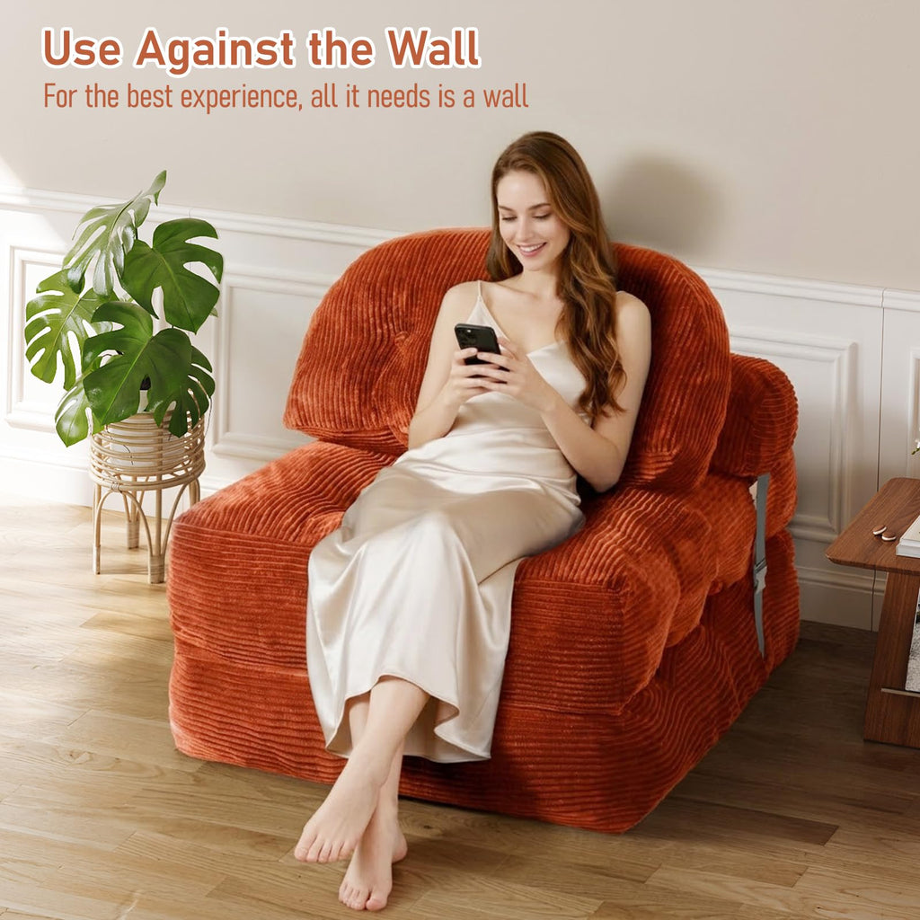 Folding Sofa Bed, Convertible Sleeper Chair with Back Support and Pillow