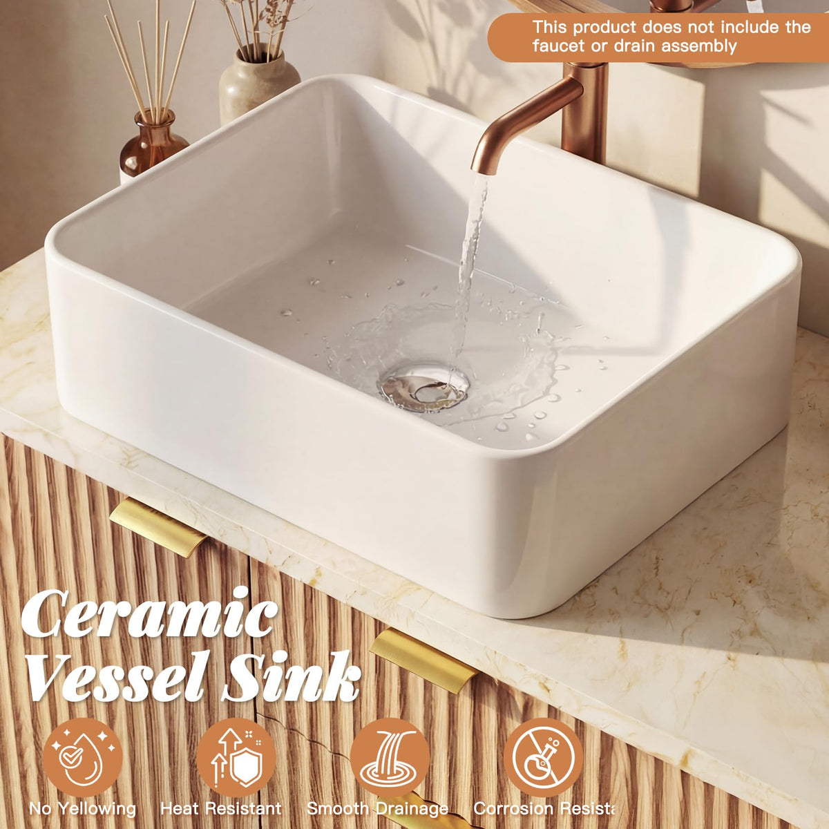Concho 31'' Fluted Bathroom Vanity with Ceramic Sink Natural Oak