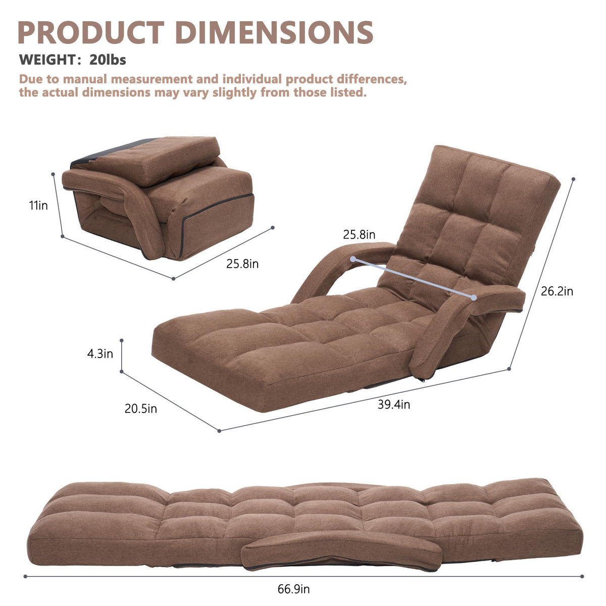 Adjustable Floor Gaming Chair with Footrest, 14-Position Backrest