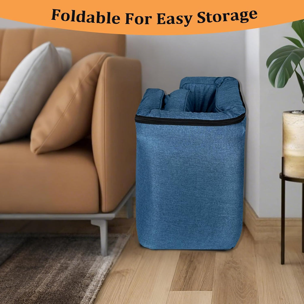 ZALL Navy Blue Floor Folding Recliner Chair Adjustable Back Support Home