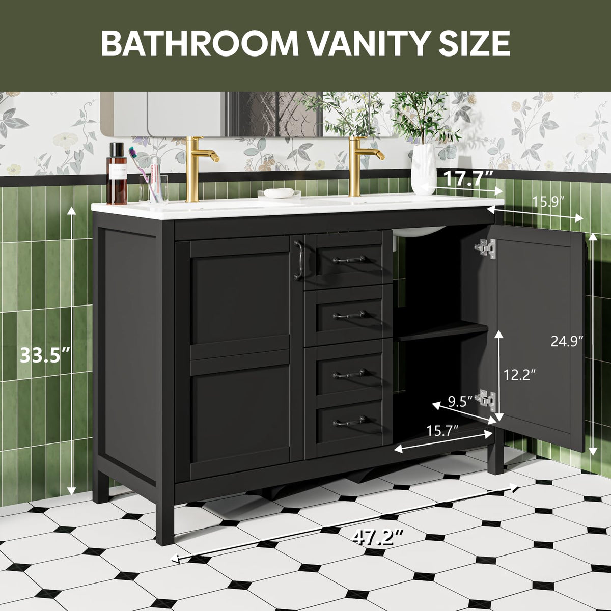 30" Bathroom Vanity with Sink, Sliding Barn Door & 3 Drawers