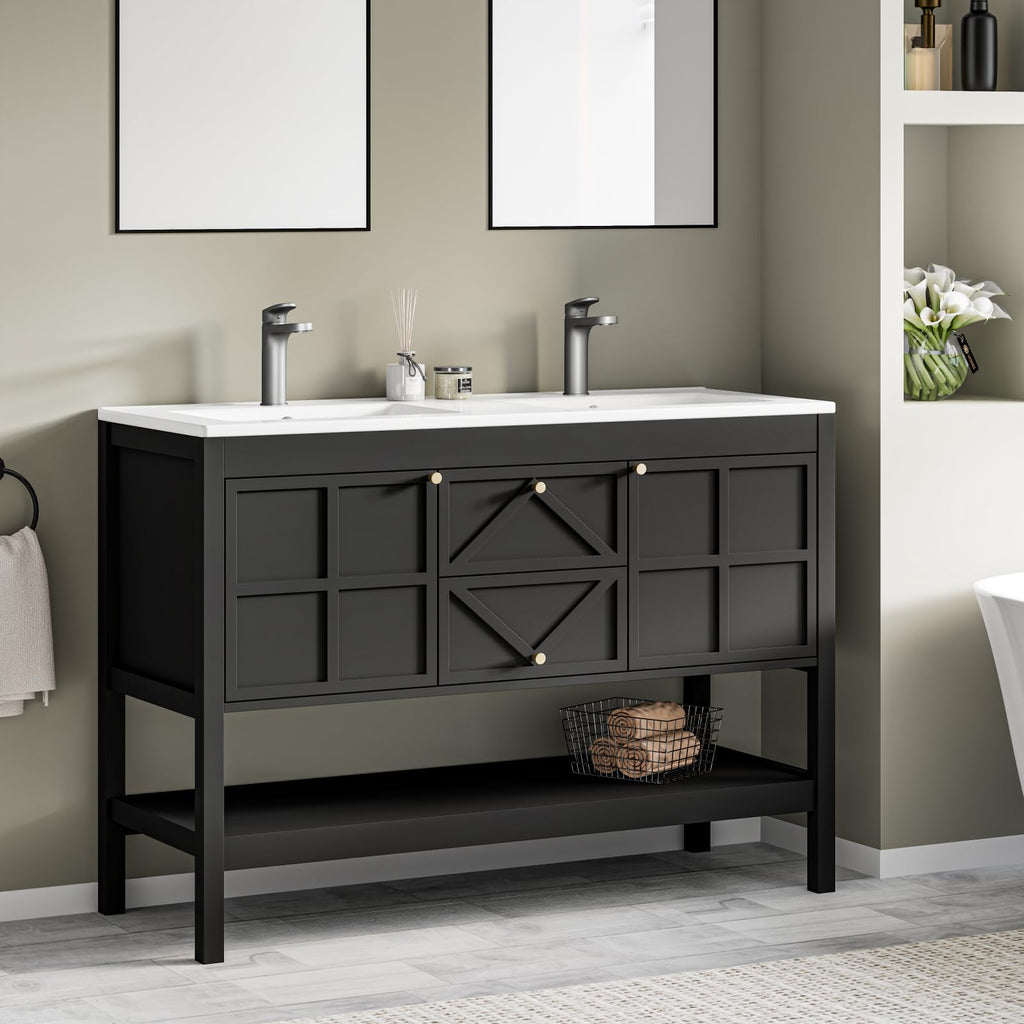 30" Bathroom Vanity with Sink, Modern Bathroom Cabinet, White