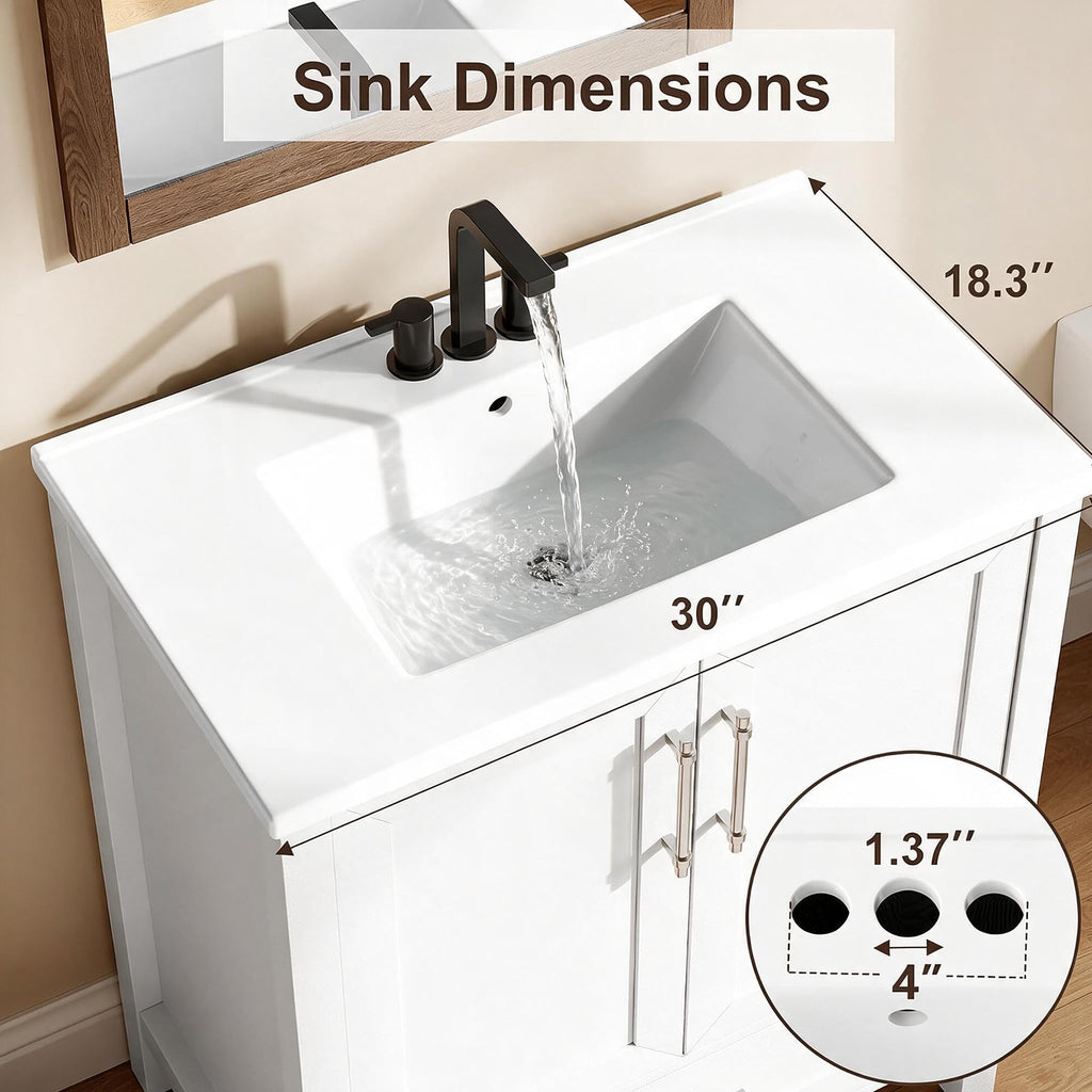 Garvee 24" Bathroom Vanity with Sink, Freestanding Bathroom Cabinet
