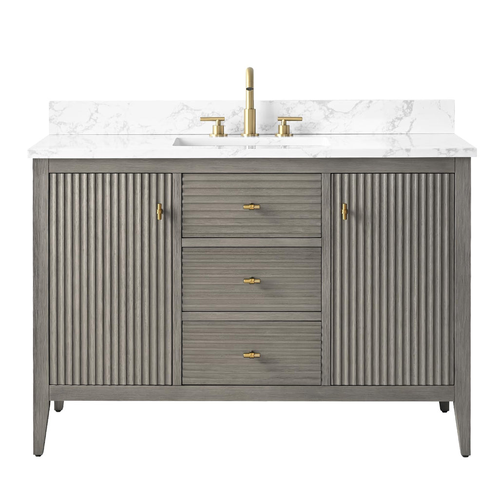 Vanity Art 84 inch Bathroom Vanity with Double Sink & Ceramic Top, Vanity Cabinet with Soft-Closing Door, Solid Wood Frame, Linear Pattern, Walnut, Golden Brushed Handware,Vintage Green