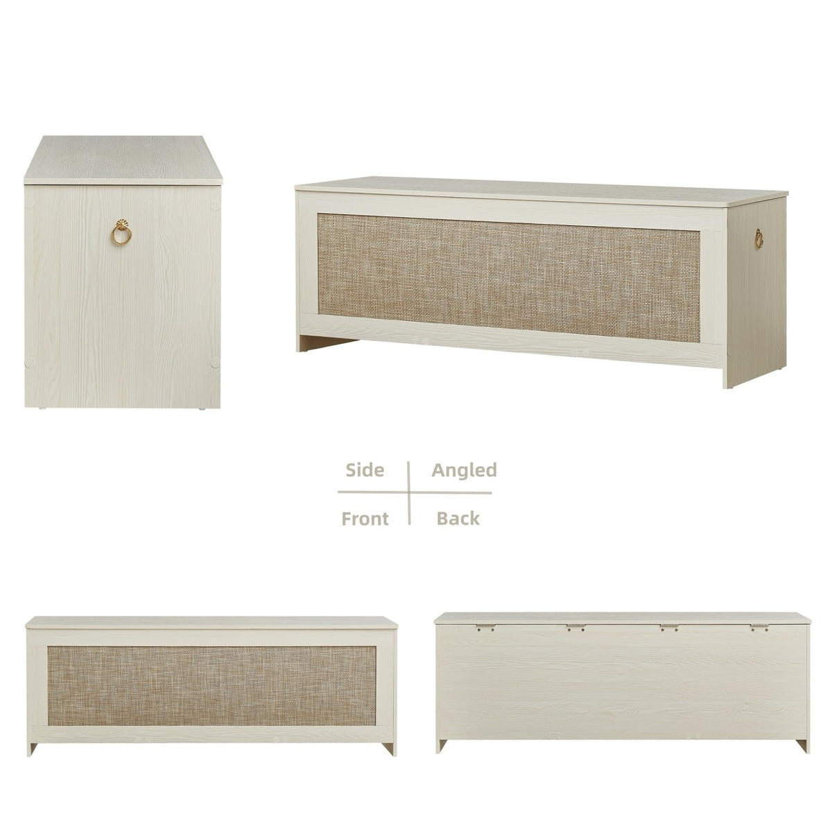 51.2" Storage Chest Extra Large, Rattan Storage Bench,(Cherry Brown