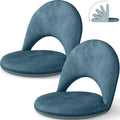 2Pcs Folding Floor Chair with 5-Position Adjustable Back Support, Blue