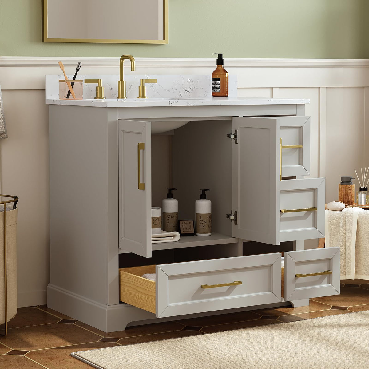 48 inch Bathroom Vanity with Sink, Green