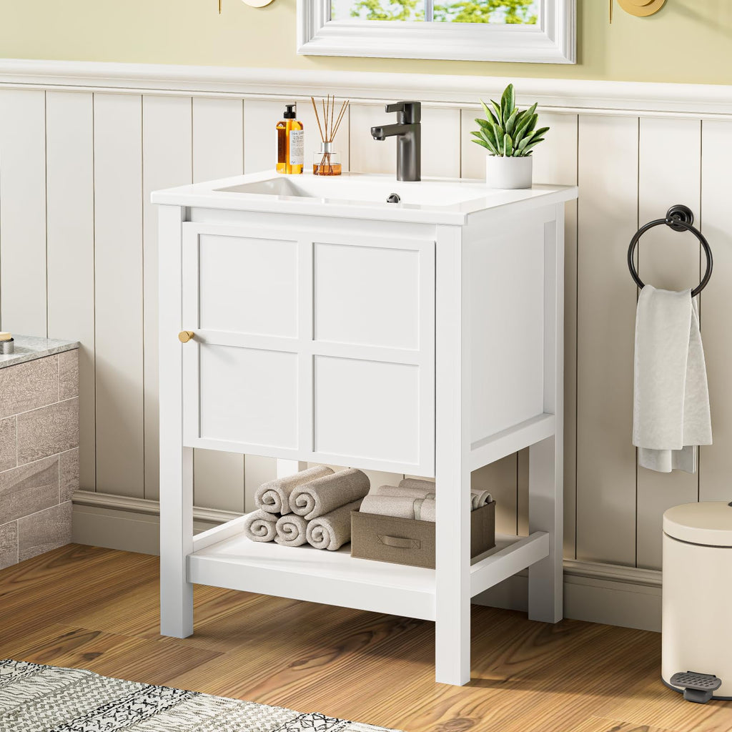 30" Bathroom Vanity with Sink, Sliding Barn Door & 3 Drawers